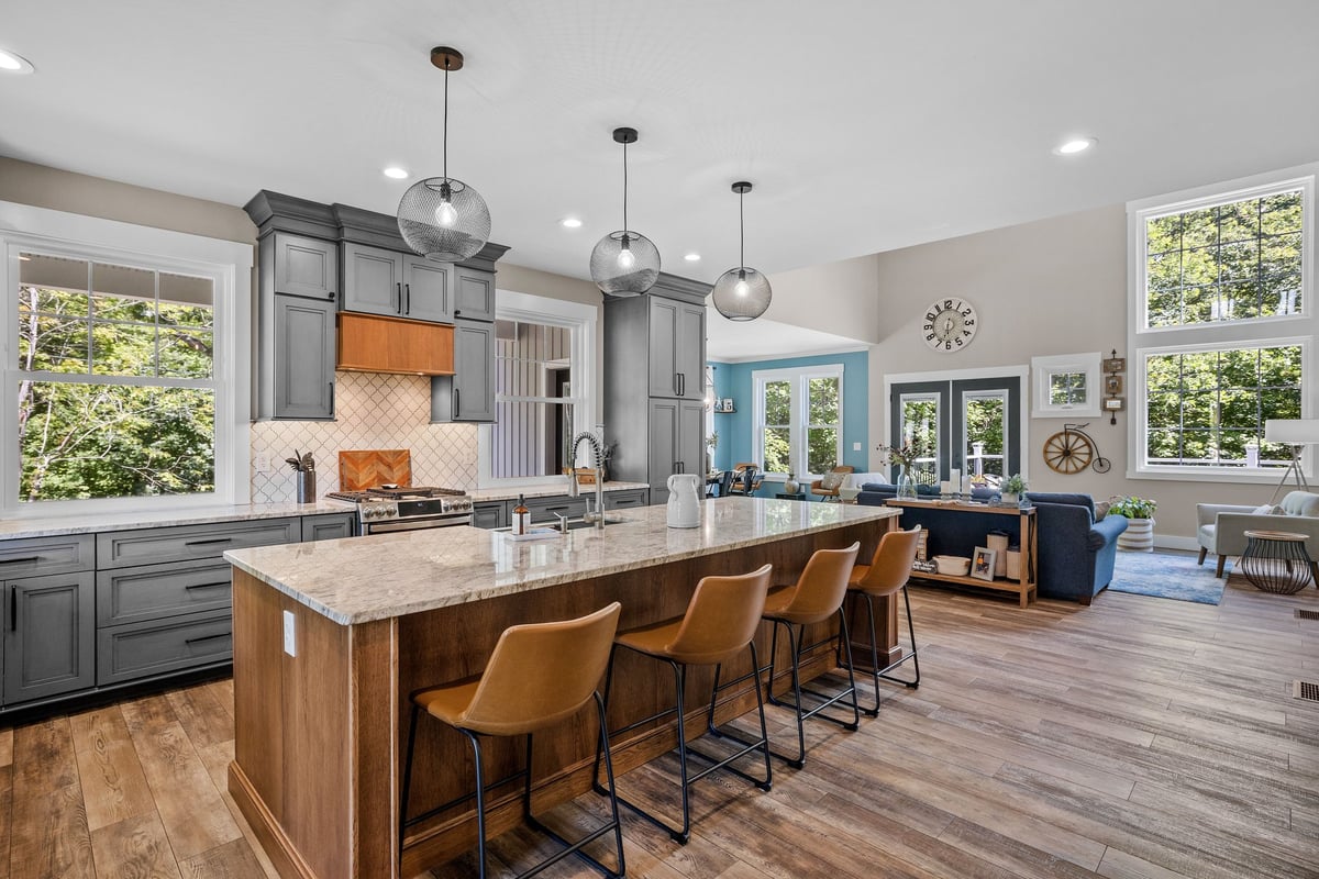 Beautiful modern home interior with kitchen