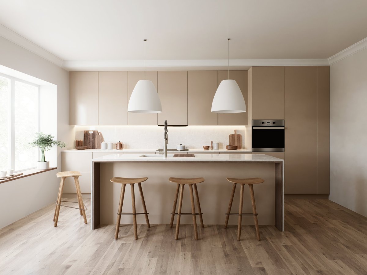 Modern minimalist kitchen with natural elements