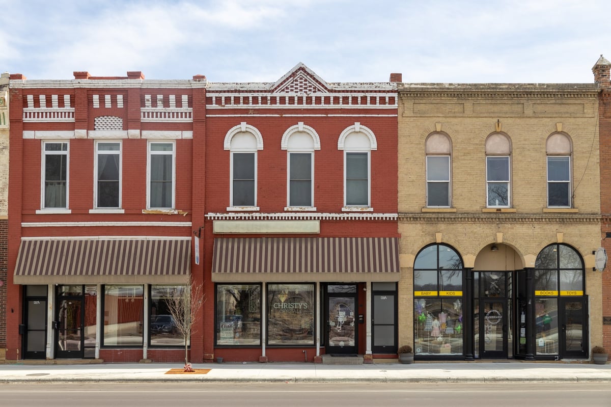 Historic downtown buildings in Midwest town