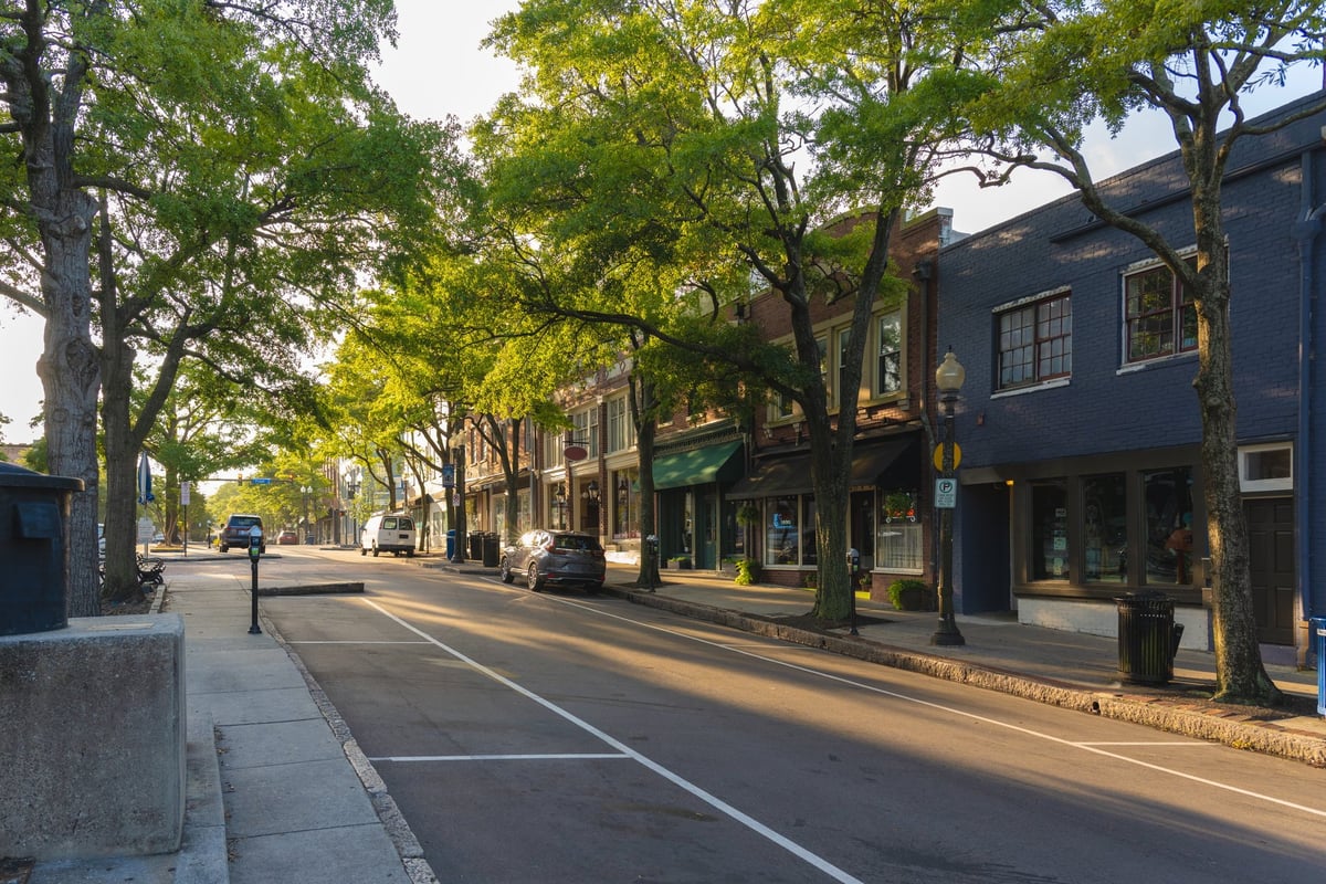 Small town Southern charm on Market Street in the center of the historic district